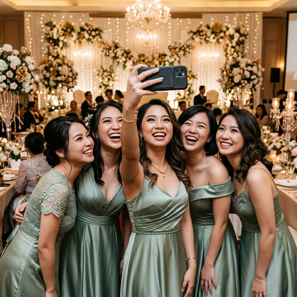 Bridesmaids squad selfie! ๐โจ